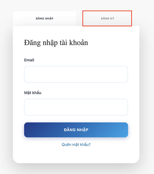 Truy cập trang đăng ký