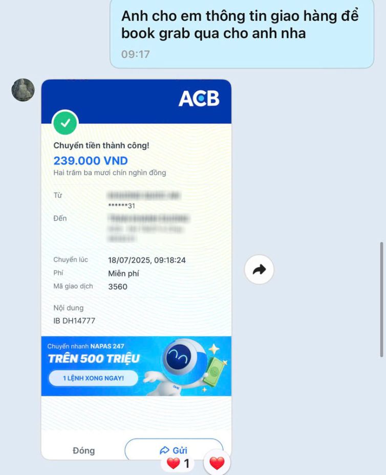 Cảm ơn khách hàng tin tưởng