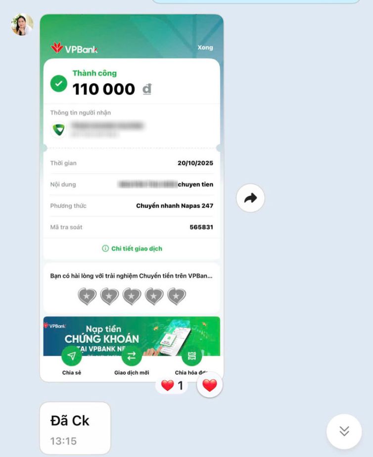 Cảm ơn khách hàng tin tưởng